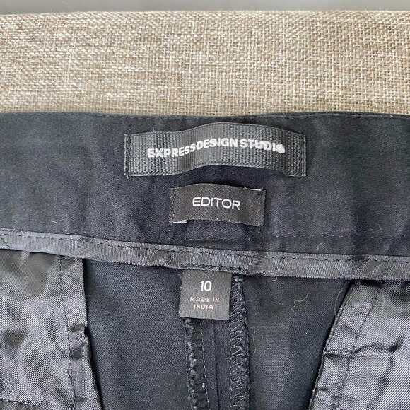 Express Editor Wide Leg Chino Pants Women's 10 Mid Rise Black Casual - Picture 5 of 13